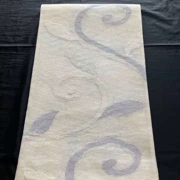 여름 오비 후쿠로 오비 화이트와 연보라 잎 무늬 특카