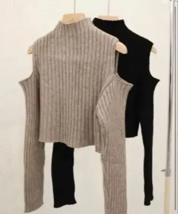 acka healthy open knit 그레이지 긴팔 니트 오픈 숄더