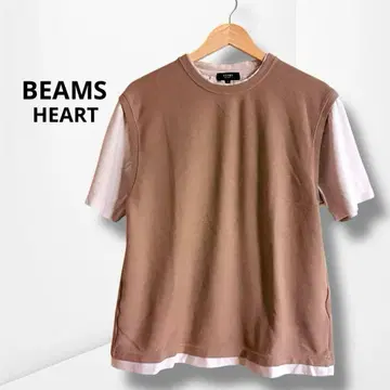 [빔즈] 레이어드 스타일 T셔츠 바이컬러 캐주얼 깔끔함 L
