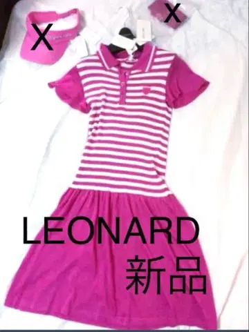 새상품 택 포함 레오나르 스포츠 원피스 핑크 카라 포함 페티코트 포함
