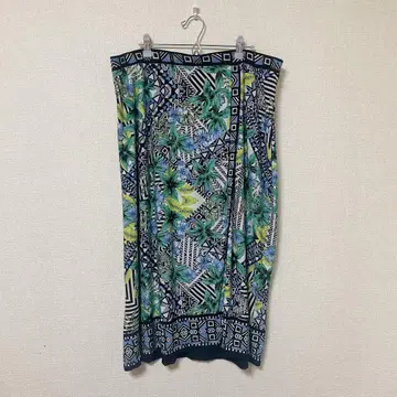 트로피컬 패턴 롱 스커트 댄스 사교댄스 꽃무늬 블루 계열