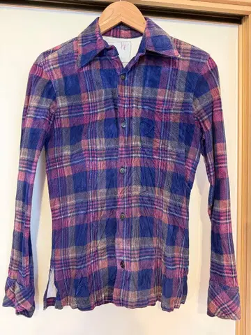 백러쉬 피그 스웨이드 가죽 체크 셔츠 사이즈 1