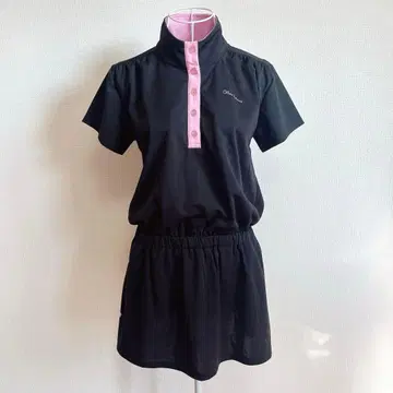 뉴발란스 골프웨어 원피스 L 블랙 핑크 반팔 여성용 로고