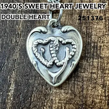 스위트하트 주얼리 더블 하트 실버 빈티지 목걸이 NAVY 1