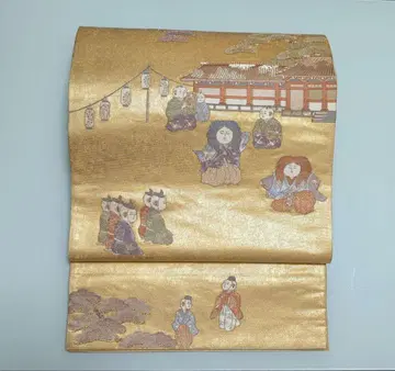 [ 본칠 금박 ] 골드 컬러 후쿠로 오비 전통적 디자인