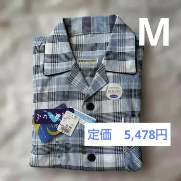 M 사이즈 타카시마 치지미 일본제 체크 무늬 긴팔 + 롱 바지