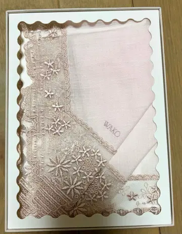 WAKO 핑크 레이스 손수건
