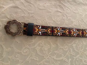 미사용 Lucky Brand 자수 가죽 벨트 보헤미안 웨스턴