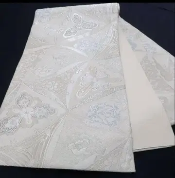 순수 실크 [ 실버 모란 ] 후쿠로 오비 기모노