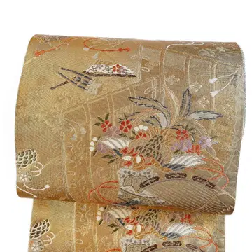 후쿠로 오비 봉황 부채 미즈히키 작은 꽃 꽃 무늬 기모노