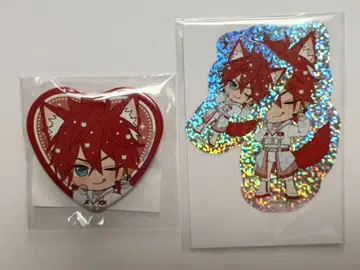 앙스타 난자타운 콜라보 아마기 린네 캔뱃지 스티커 하트 2점