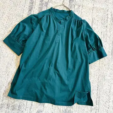 로트레아몽 반팔 블라우스 스탠드 카라 스키퍼 셔츠 M 오피스