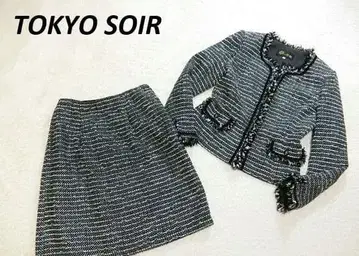 새상품급 TOKYO SOIR 트위드 노카라 스커트 셋업 9
