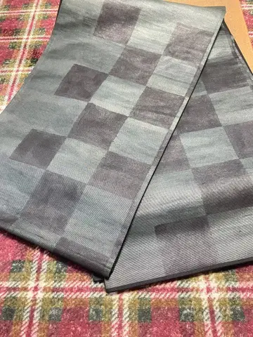 그레이 계열 체크 무늬 후쿠로 오비