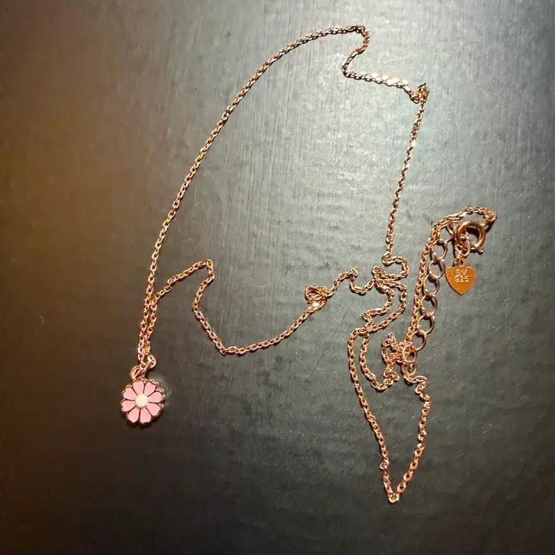 925 silver 로즈골드도금 핑크꽃 목걸이 38cm 꼬리3cm