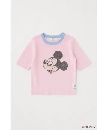 moussy CROSS STITCH 니트 티셔츠 MICKEY 핑크