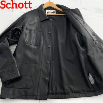 Schott 현행 커버올 가죽 자켓 자수 로고 블랙 XL 컨디션 최상