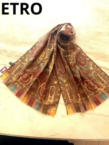 에트로 ETRO 최고급 페이즐리 무늬 스톨 올 시즌 머플러 실크 새상품