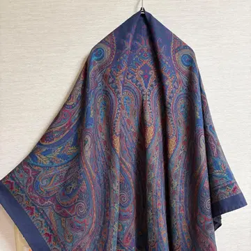 에트로 ETRO 페이즐리 대형 스톨 정사각형 울 실크