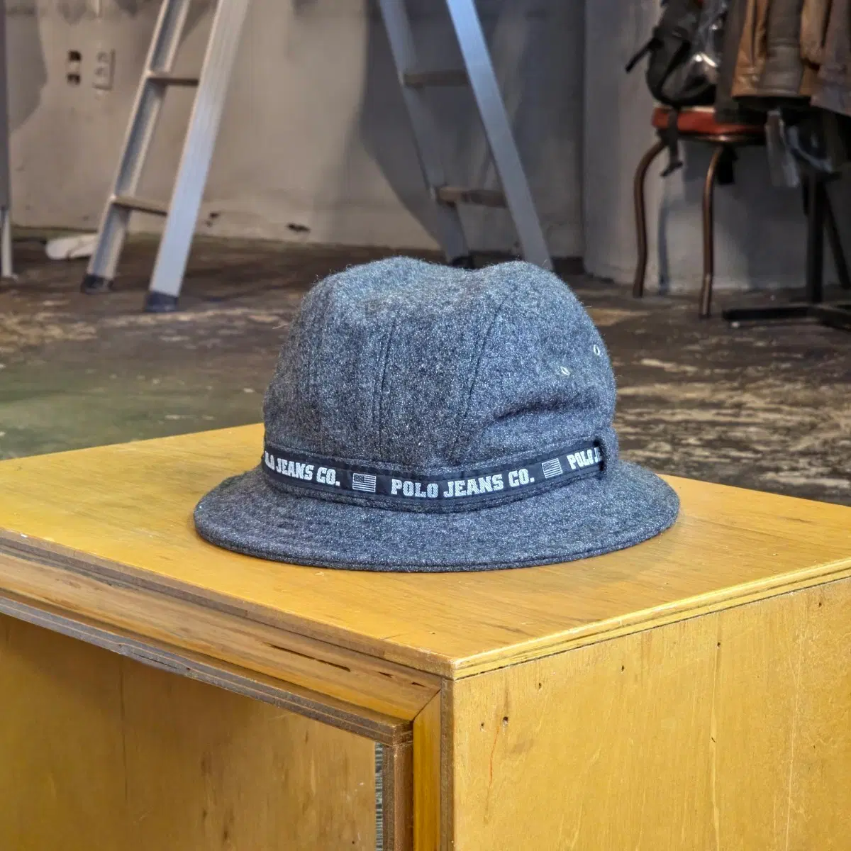 RRL Ralph Lauren Indigo Denim Jacquard Bucket Hat Size Medium