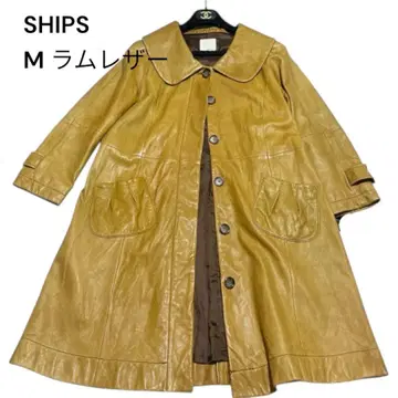 SHIPS M 램 가죽 코트 히요쿠 버튼 쉘 버튼 쉽스 A 라인