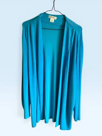 드레이프 겉옷 가디건 터콰이즈 루즈 실루엣 빈티지