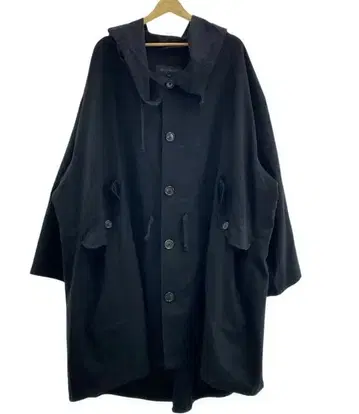 ANN DEMEULEMEESTER 블랙 오버 사이즈 모즈 코트