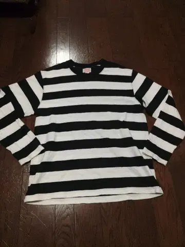 BUCO THE REAL McCOY'S 롱T M 보더 블랙 화이트