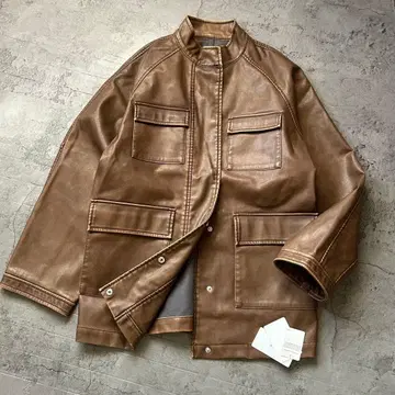 택 포함 새상품 미사용품 KBF 워시드 사파리 자켓 브라운