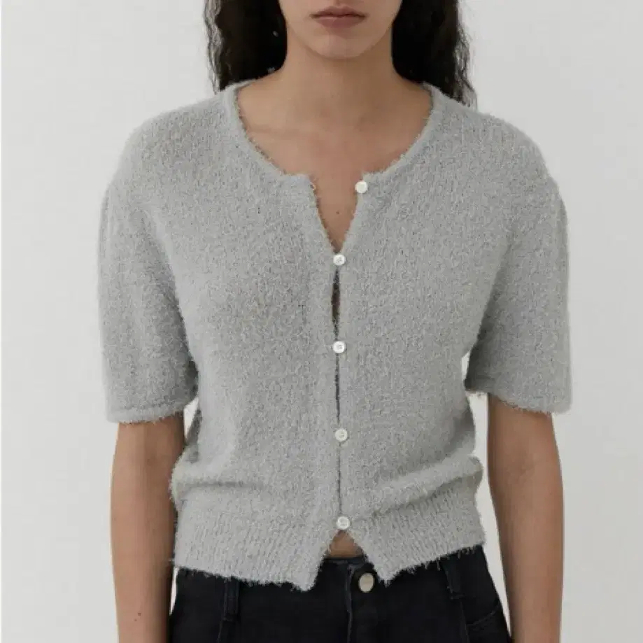 Amomento knotted collar top / gray on Bunjang Global Site.