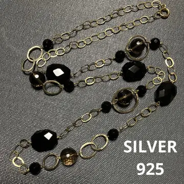 SILVER 925 실버 돌 목걸이 오닉스 스모키 쿼츠