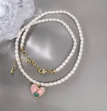 진주 하트형 펜던트 목걸이