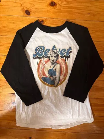 Belvet 빈티지풍 7부 소매 티셔츠 래글런 아메카지 스트릿