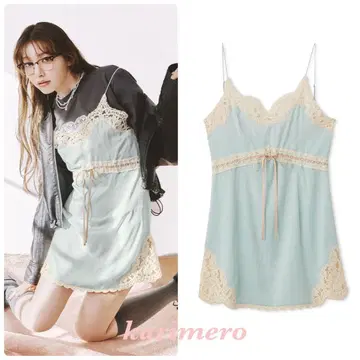 신상 새상품 LILY BROWN 빈티지 슬립 새틴 미니 원피스