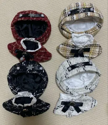 인형 의류 4점 빨간색 화이트 블랙 노랑