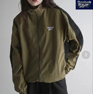 Reebok 별주 스몰 벡터 자수 밑단 드로스트 나일론 자켓 M 카키