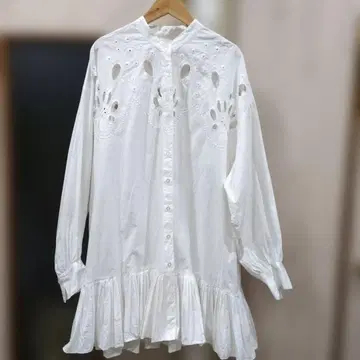 COCO DEAL 자수 코튼 페플럼 미니 원피스