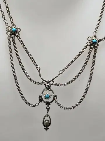 빈티지 터콰이즈 실버 835 목걸이 42.5cm 12g