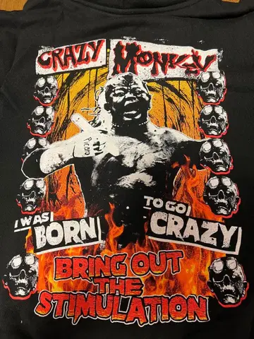 카사이 준 Crazy Monkey 그래픽 후드티 블랙