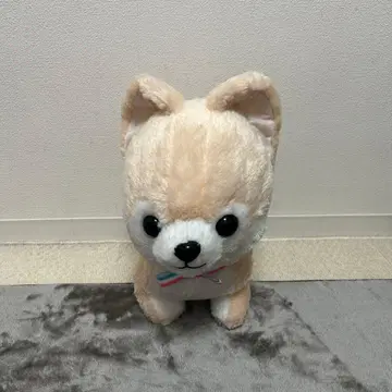 강아지 봉제 인형 베이지 리본 포함 콩 시바 삼형제 사스케