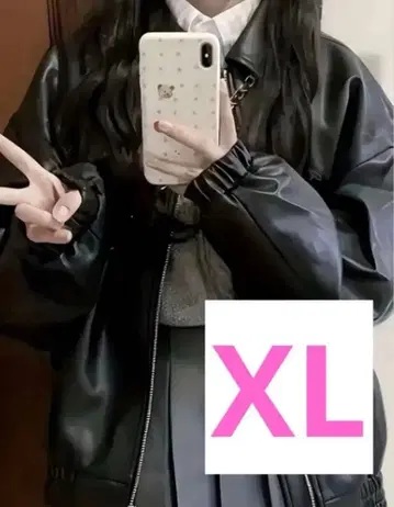 미사용 새상품 여성용 가죽 자켓 XL 사이즈 블랙 오버 사이즈