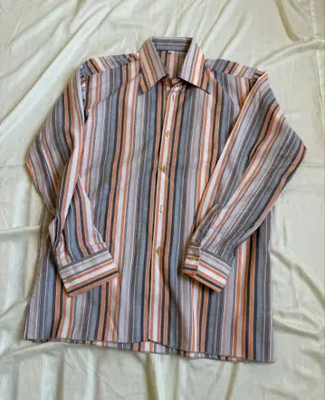 70s 동유럽 빈티지 키릴 택 스트라이프 폴리 셔츠 구소련권 초레어