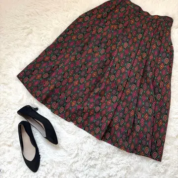 EL MIDAS 올 패턴 스커트 M 울 100% 레트로 페이즐리