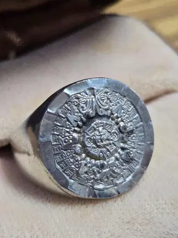 빈티지 아스텍 달력 태양의 돌 925 반지