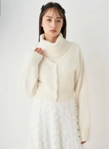 SNIDEL 폭스 알파카 숏 가디건 & 터틀 풀오버