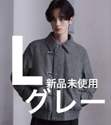 clel 울 블렌드 헤링본 트위드 파이어맨 블루종 L