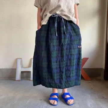 [카이세이도] 타탄 체크 에버그린 4 포켓 이지 스커트 사이즈 2