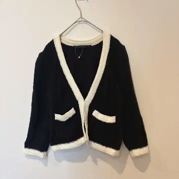 루데블레스 노카라 가디건 자켓 배색 블랙 화이트 2 M 귀여운