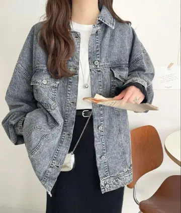 면 100% 여리여리해 보이는 어른의 빈티지 빅 실루엣 데님 자켓