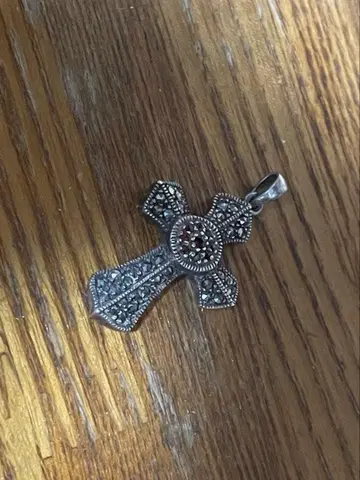 빈티지 제품 sv 925 실버 십자가 크로스 스와로브스키 목걸이